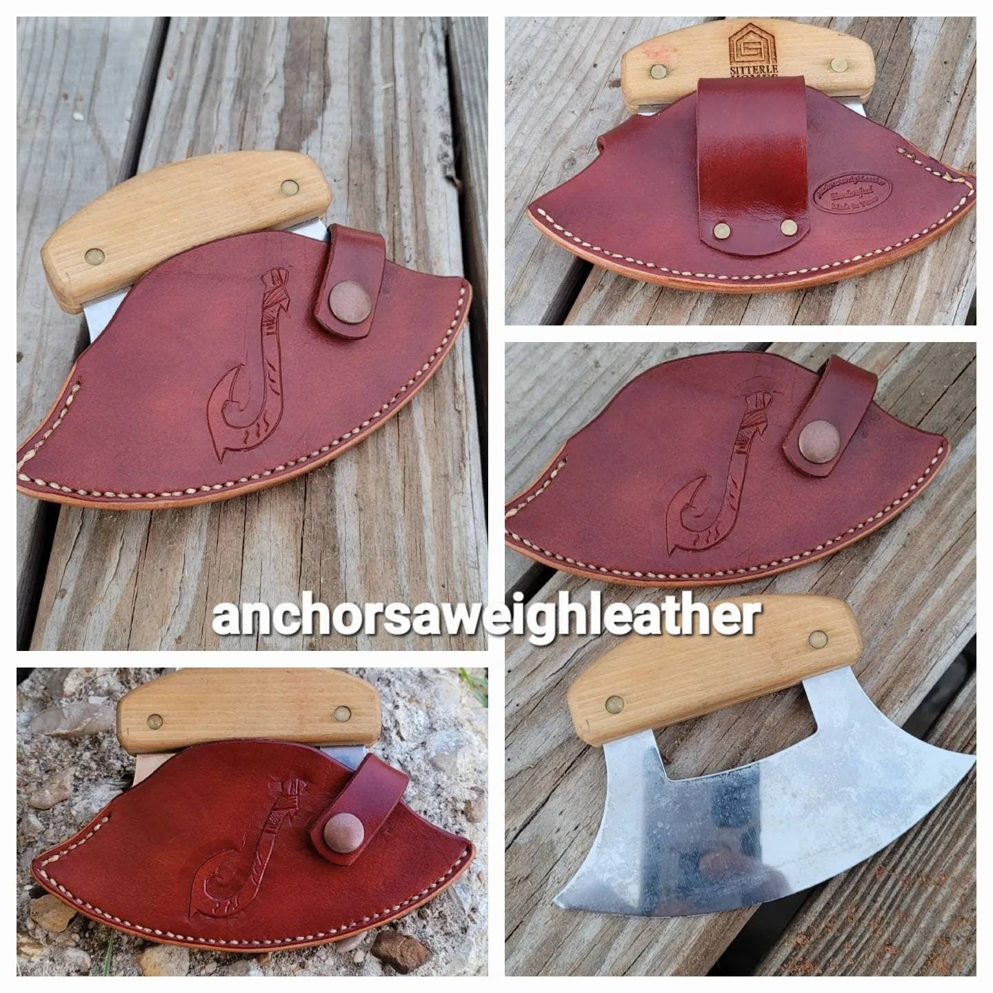 ULU knife sheath, ULU knife scabbard AnchorsAweighLeather