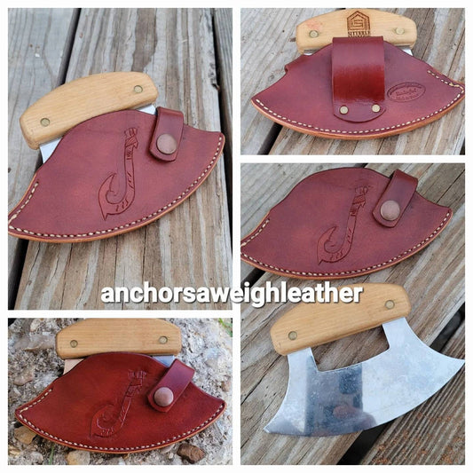 ULU knife sheath, ULU knife scabbard AnchorsAweighLeather
