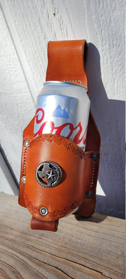 Leather Beer Holster, Beer Accessory, BBQ Accessory AnchorsAweighLeather