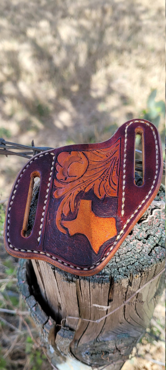 Custom Texas pancake knife sheath, knife case, leather knife sheath,pocket knife scabbard AnchorsAweighLeather