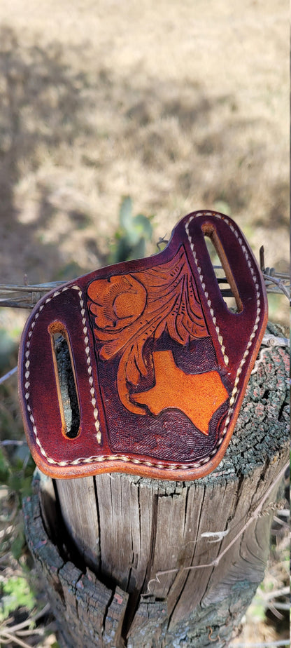 Custom Texas pancake knife sheath, knife case, leather knife sheath,pocket knife scabbard AnchorsAweighLeather