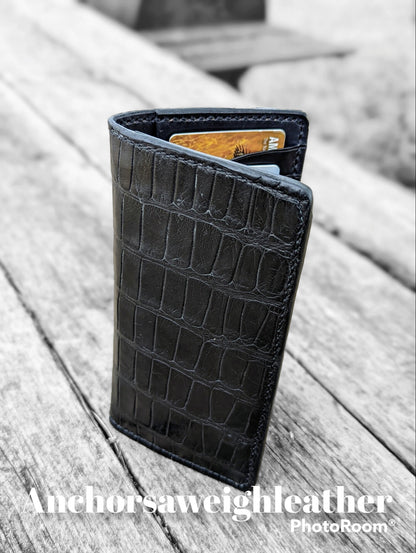 Genuine Alligator Long Wallet for Men, Long Wallet, Wallet for Men, Roper Wallet, luxury leather wallet AnchorsAweighLeather