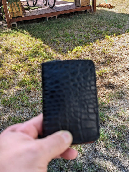 Black Genuine Alligator Skin Men's Vertical Wallet, Minimalist wallet, EDC, Wallet, The Executive Wallet, Premium Wallet AnchorsAweighLeather