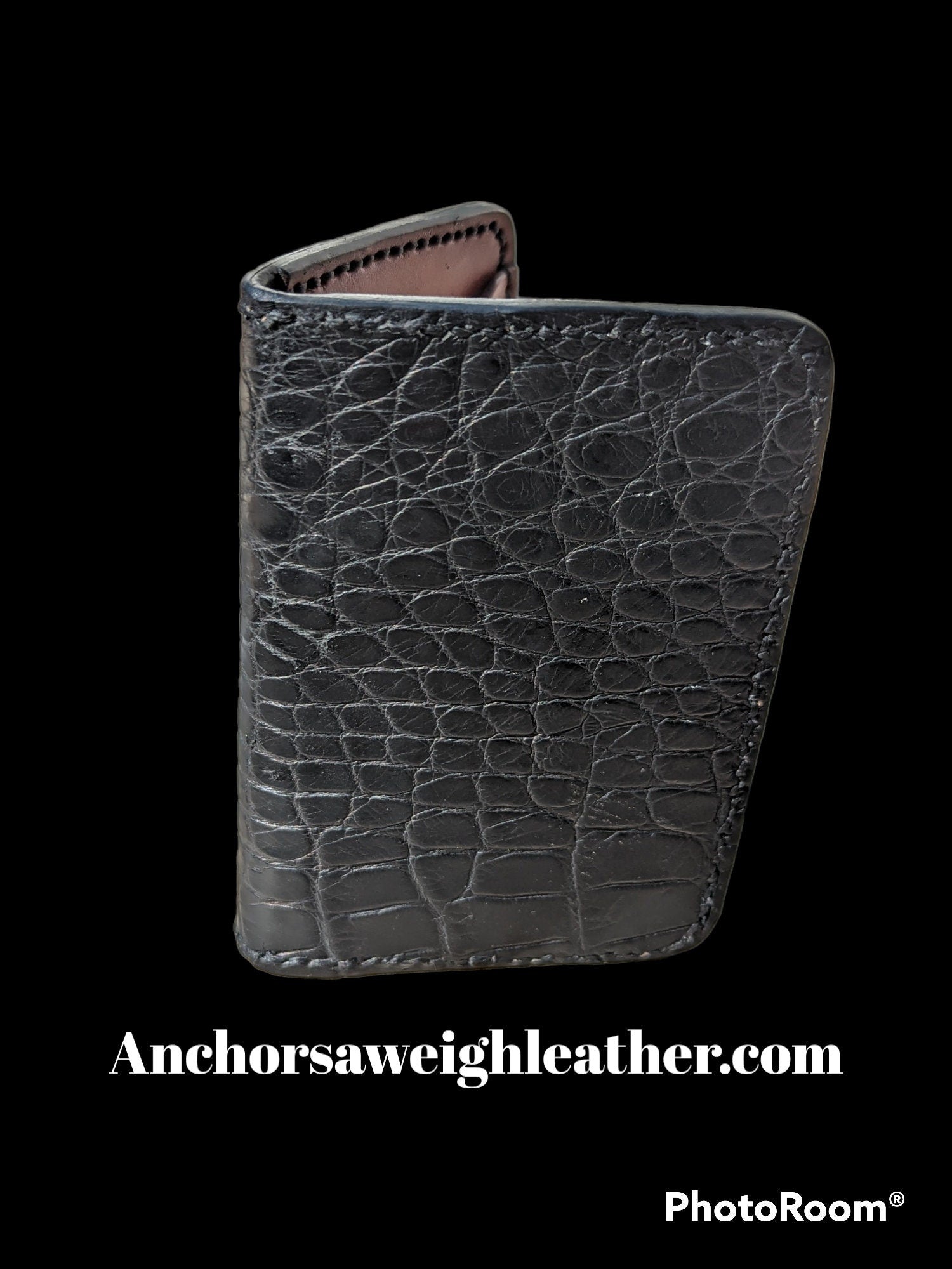 Black Genuine Alligator Skin Men's Vertical Wallet, Minimalist wallet, EDC, Wallet, The Executive Wallet, Premium Wallet AnchorsAweighLeather