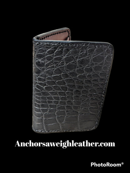 Black Genuine Alligator Skin Men's Vertical Wallet, Minimalist wallet, EDC, Wallet, The Executive Wallet, Premium Wallet AnchorsAweighLeather