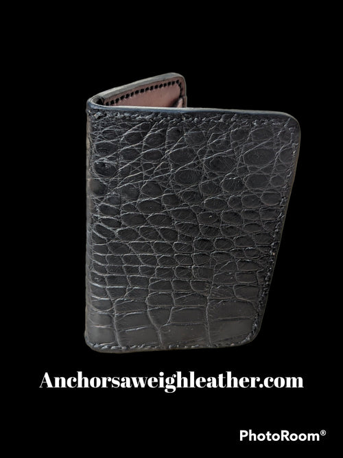 Black Genuine Alligator Skin Men's Vertical Wallet, Minimalist wallet, EDC, Wallet, The Executive Wallet, Premium Wallet AnchorsAweighLeather