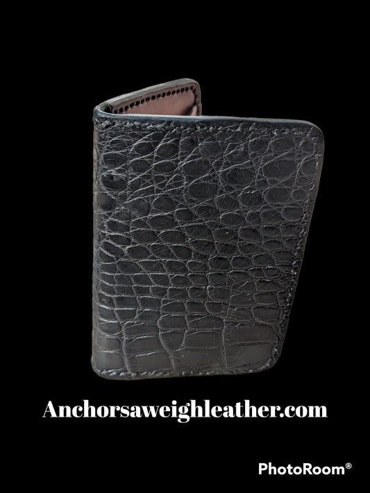 Black Genuine Alligator Skin Men's Vertical Wallet, Minimalist wallet, EDC, Wallet, The Executive Wallet, Premium Wallet AnchorsAweighLeather