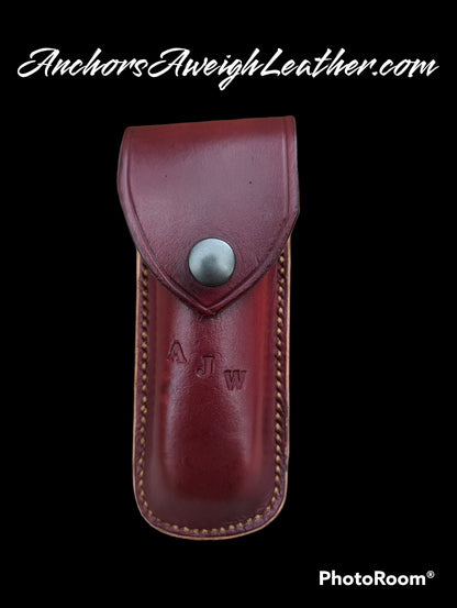 Custom Leather Folding Knife Sheath (case)  Buck 110, knife carrying case AnchorsAweighLeather