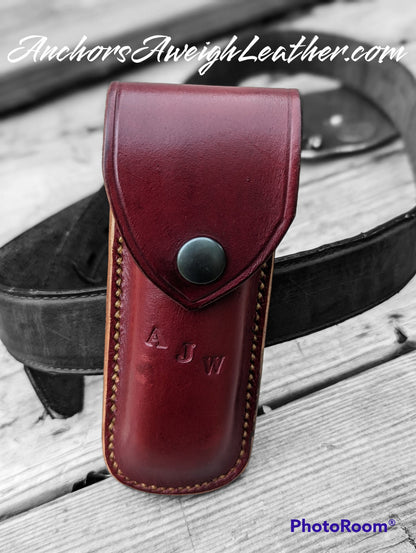 Custom Leather Folding Knife Sheath (case)  Buck 110, knife carrying case AnchorsAweighLeather