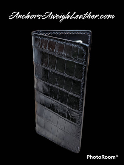 Genuine Alligator Long Wallet for Men, Long Wallet, Wallet for Men, Roper Wallet, luxury leather wallet AnchorsAweighLeather